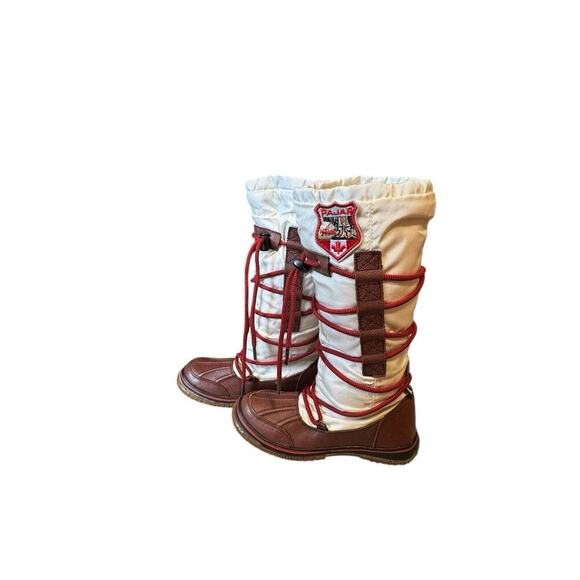 Pajar White & DarkTan Grip Boots W/Red Strap Canada Eu 37 US Sz‎ 6-6 1/2 - Picture 4 of 13